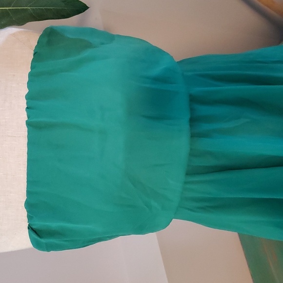 Strapless Colorblock Green, yellow and blue Hanky Hem Dress size XL - Picture 2 of 3